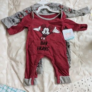 Disney Mickey Mouse Red and Gray Bodysuit Set Of 2 - 0-3 months, NWT